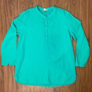 Turquoise Linen Popover Tunic